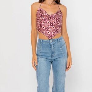 Le Lis Purple Geometric Scarve Top. Size Medium